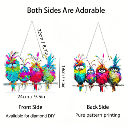 Diamond Art Painting Kits for Adults Beginners & Teens, Easy Gem Art Owls Gem by Number, 5D Small Hanging Diamond Art Birds DIY Craft for Window Wall Decor, Unique Gift 9.5x7.5 in