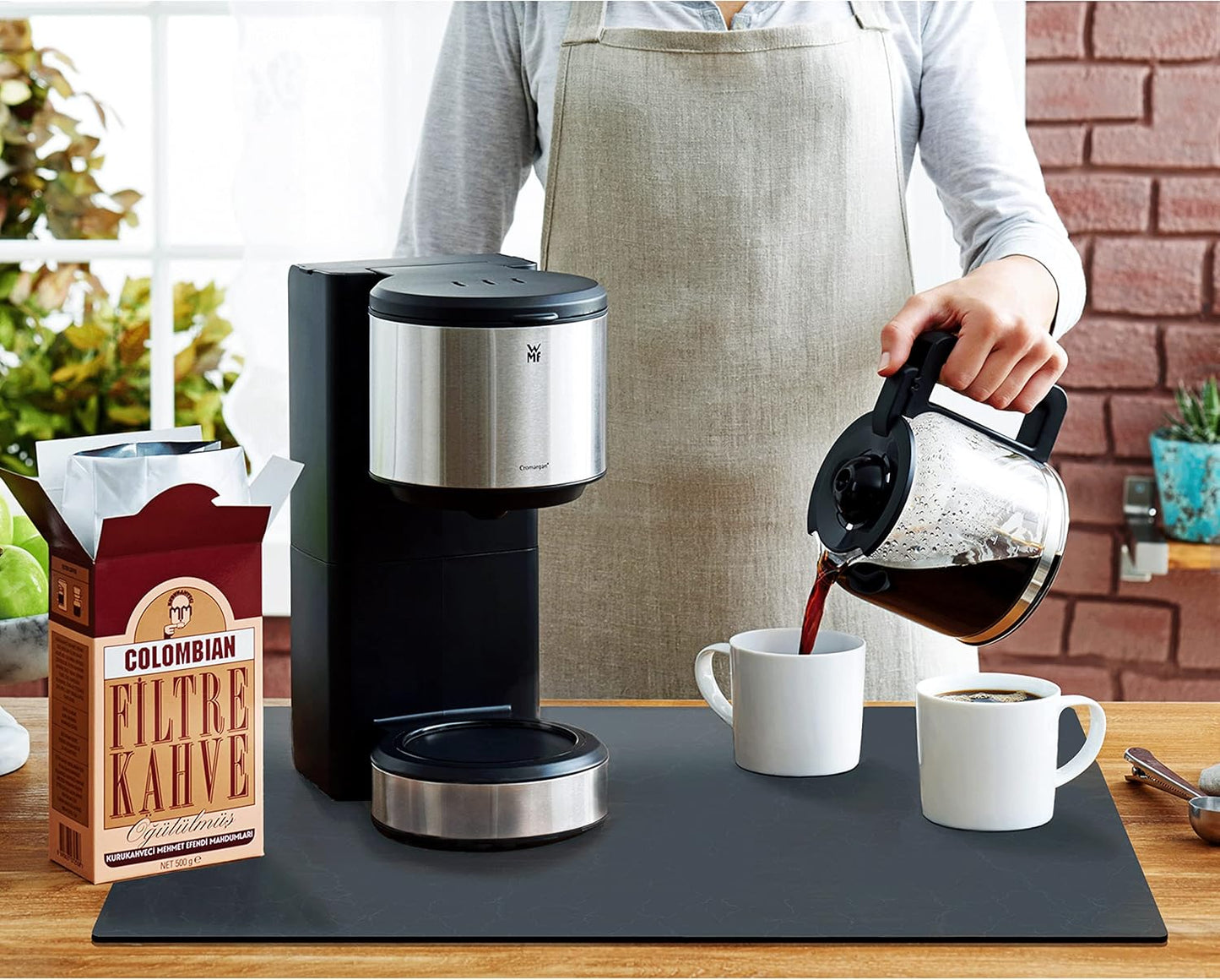 Golener Coffee Maker Rug, Coffee Bar Decor for Coffee Station, Non-slip Material Keeps Dish in Place, Marble Navy