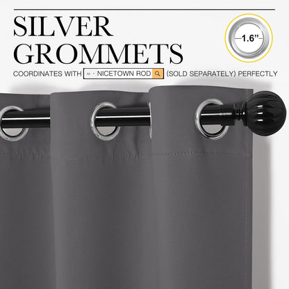 NICETOWN Blackout Curtains - Triple Weave Thermal Insulated Grommet Draperies | 55"x96", Grey (1 Pair)