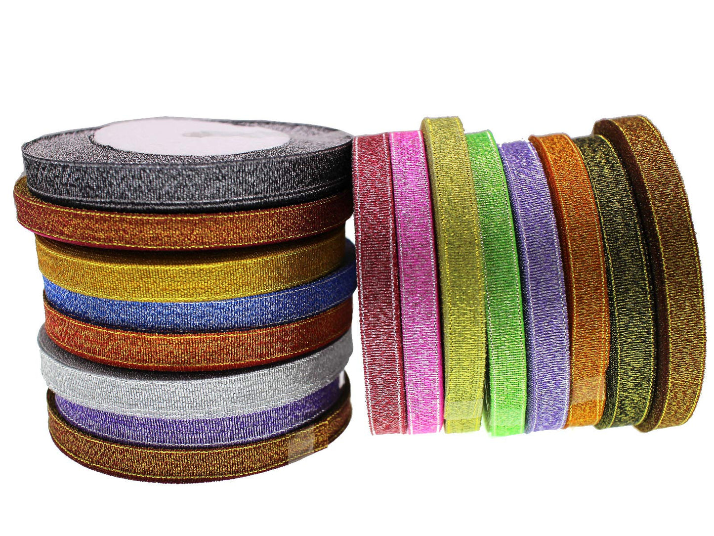 Glitter Ribbon 3/8 inch 400 Yards Sparkly Metallic Sheer Organza Ribbon for Jewelry Bows, Gift Wrapping, Home Decoration, Party Ornaments & Favor (10mm)