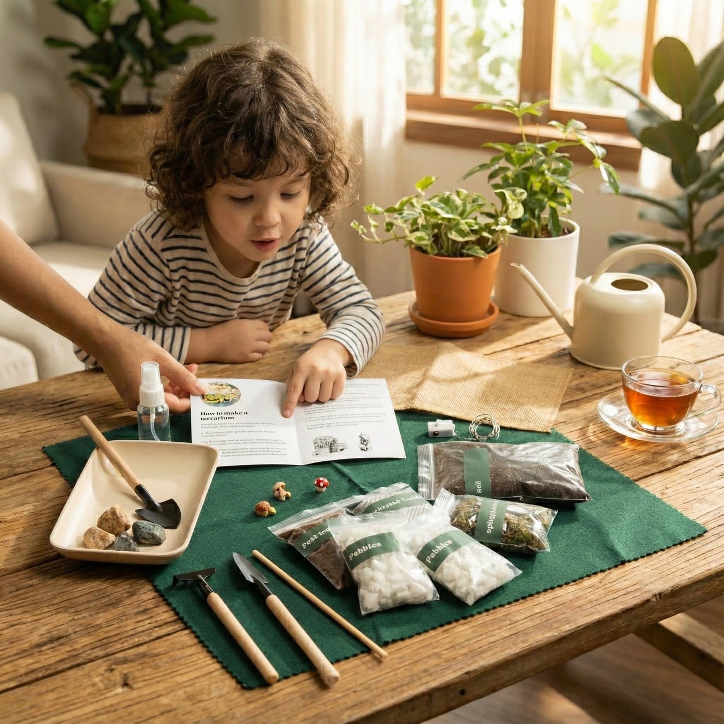 DIY Terrarium Kit with 13 Items Soil Pebbles Sphagnum Moss Activated Carbon Burlap Peat Moss Terrarium Tools Indoor Garden Make Your Own Terrarium