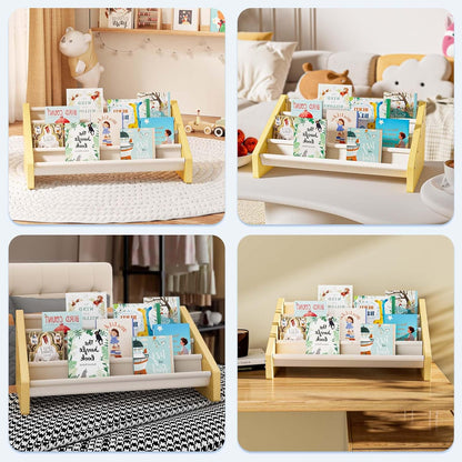 Dayacoco 4-Tier Kids Bookshelf,Montessori Style Book Shelf for Kids Rooms,Extra-Large Children's Bookshelf,Easy
