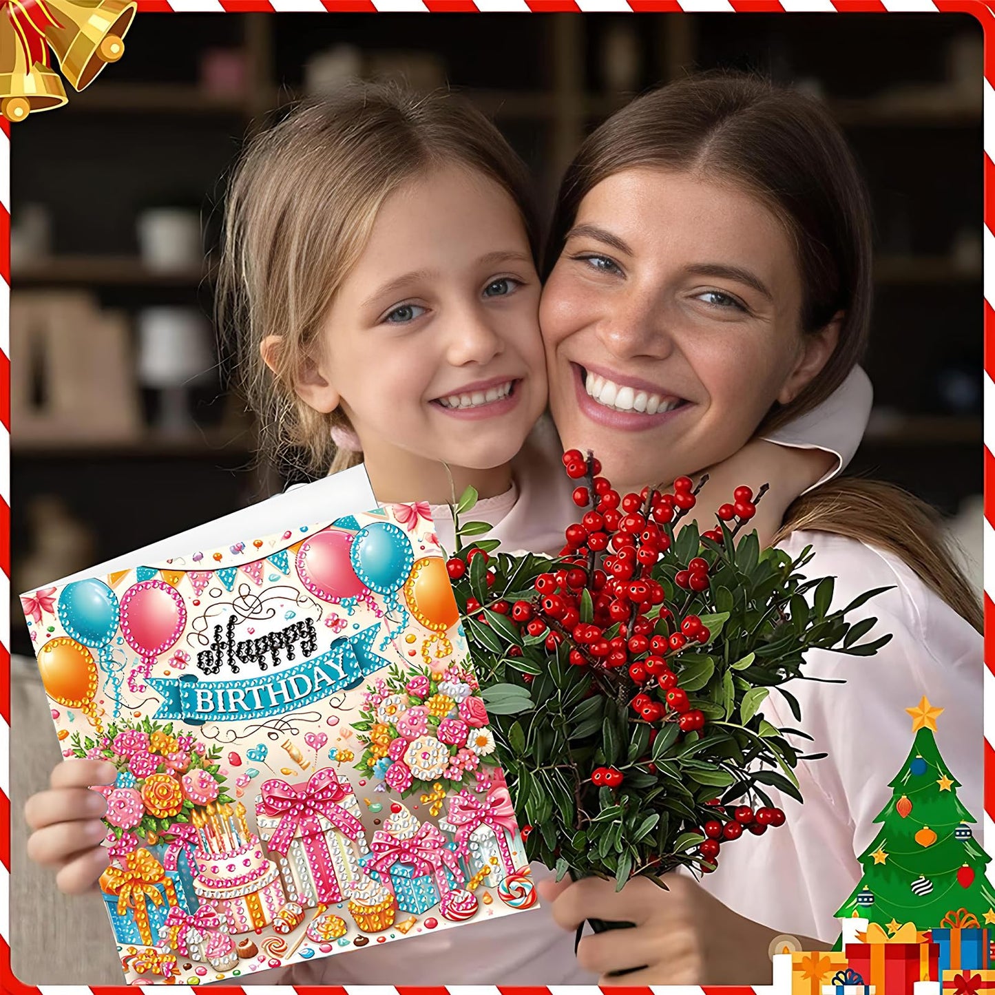 ACSAUMMY DIY Happy Birthday Diamond Art Painting Cards, 6 Pack Cake Gem Art Greeting Cards with Envelopes, 5D Diamond Dots Kits Birthday Cards Making Kits for Adults Family Friends Birthday Gifts