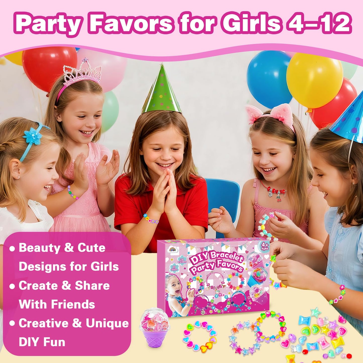 ZMLM 24 Pack Charm Bracelet Making Kit for Girls 4-12, Jewelry Making Kit, Friendship Bracelet Kit, Birthday Party Favors, Goodie Bag Stuffers, Arts Crafts for Kids, Classroom Prizes, Return Gifts