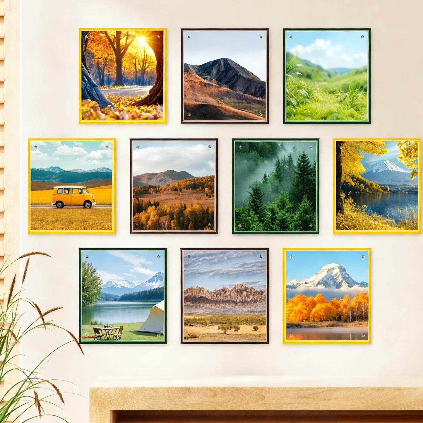 10x10 Picture Acrylic Glass Frame Green Clear Floating Photo Frames for Art Print Wall-Mountable, Individual Tabletop, Shelf and Desk, Decorative Art Design, Home Décor (Art Deco, Emerald Green, 10X10)