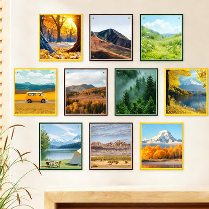 10x10 Picture Acrylic Glass Frame Green Clear Floating Photo Frames for Art Print Wall-Mountable, Individual Tabletop, Shelf and Desk, Decorative Art Design, Home Décor (Art Deco, Emerald Green, 10X10)