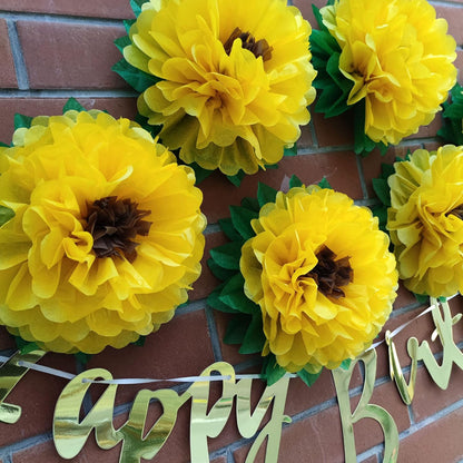 Tissue Paper Sunflowers Decorations for Wall, Birthday Party Backdrop, Home Decoration Pack of 6