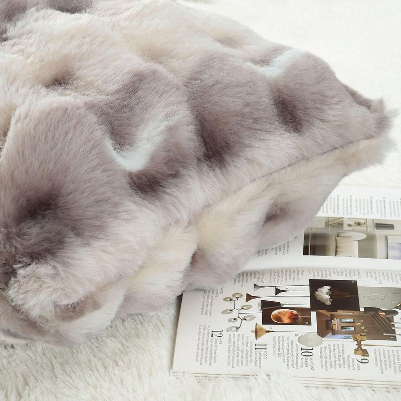 MADIZZ Pack of 2 Thick Plush Faux Wool Throw Pillow Covers Soft Boho Throw Pillows Luxurious Cushion Covers for Couch Sofa Bedroom Living Room Home Decor 18x18 Inch Grey Taupe