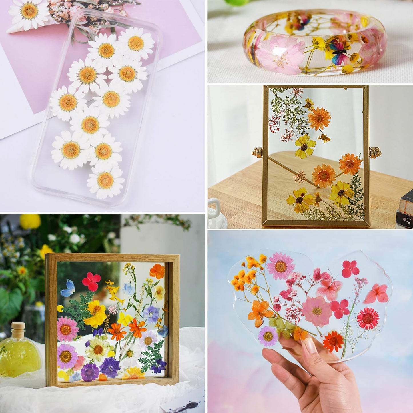190 Pcs Dried Pressed Flowers for Resin, Real Dried Pressed Flowers for Resin Butterfly Stickers DIY Art with Tweezers Crafts Decorate for Candles Jewelry Nail Crafts