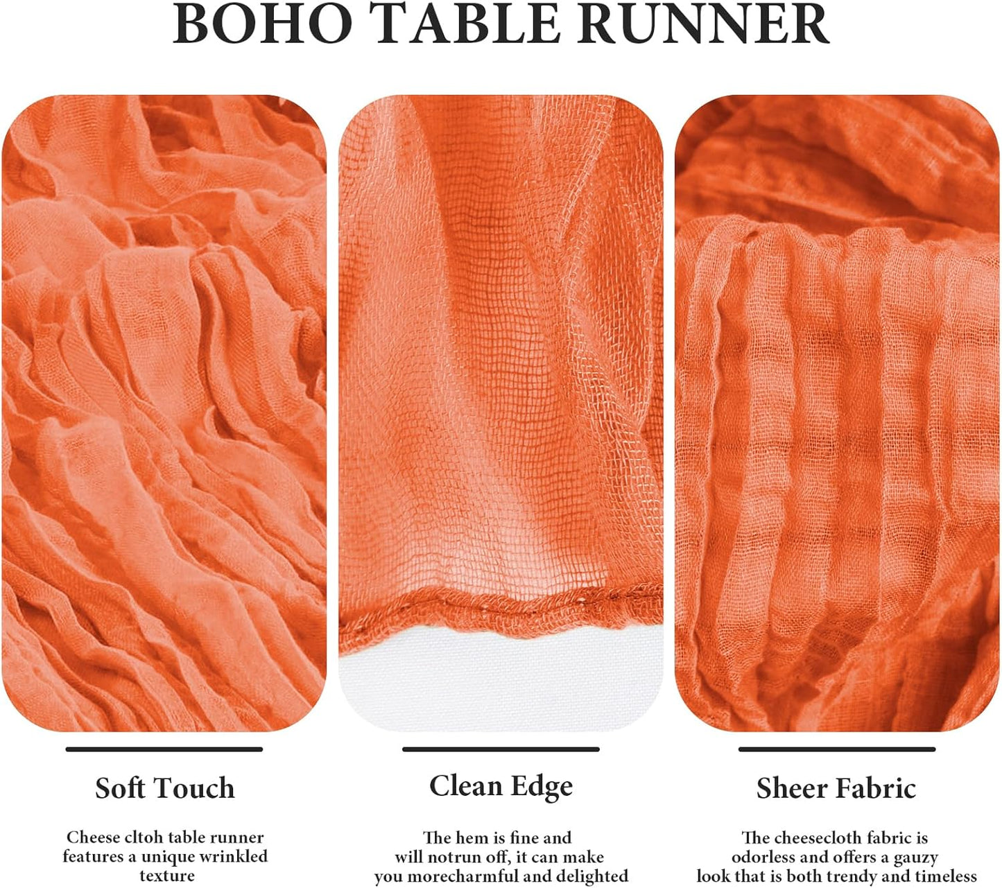 8 Pack 10FT 35x120 Inch Orange Easter Cheesecloth Table Runner Gauze Rustic Wedding Cheese Cloth Table Runners