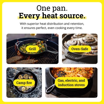 Lodge Seasoned Cast Iron Skillet - Quality Frying Pan for the Stove, Oven, Grill & Campfire - Includes Silicone Hot Handle Holder - Non-Toxic, Nonstick & Long-Lasting - 12 Inches
