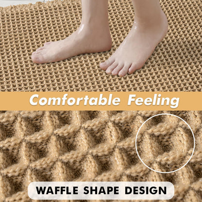 MIULEE Waffle Bathroom Rugs Set of 2 - Non-Slip, Super Absorbent & Ultra Soft | Brown, 18x30 Inch