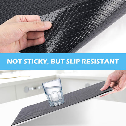 MooiFun Drawer Liners, Waterproof Shelf Liner, Anti-Slip Non-Adhesive BPA Free Kitchen Cupboard Cabinet Liner Refridge Fridge Mats Sink Protector Strong Durable for Home (Black/11.8in x 20Ft)