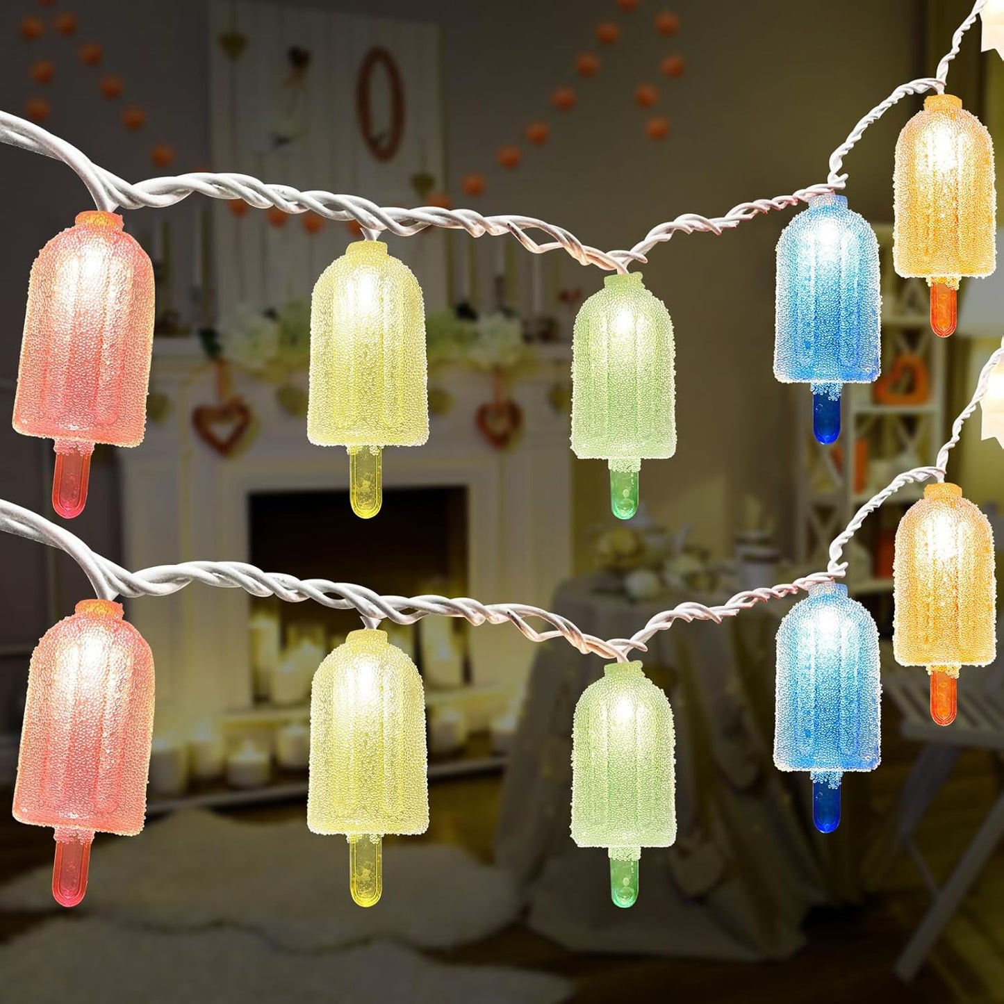 Colorful Ice Cream String Light, 8.5FT Popsicle String Light with 10 Lights, Summer Fairy Night Lights