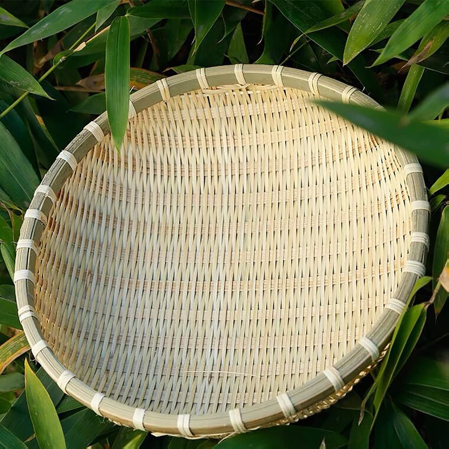 Cedilis 3 Pack Bamboo Basket Tray, Wicker Bread Basket, 100% Natural Handmade Woven Fruit Basket, U Shape Holder Flat Shallow Vegetables Serving Basket, Stackable, 10Inch, 11Inch, 12Inch