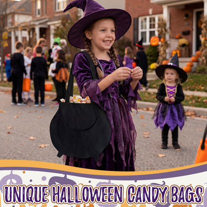HunnmingRe Halloween Trick or Treat Tote Bag Cotton Reusable Cauldron Candy Bag Bolsitas Para Dulces De Cute Cauldron Bucket and Basket for Trick or Treat Gift Halloween Party Favor