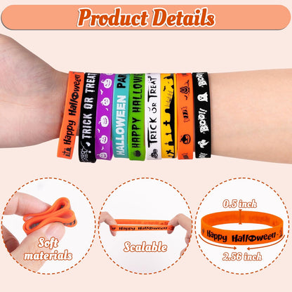 144pcs Moon Boat Halloween Party Favors for Kids Silicone Bracelets Bulk, Trick or Treat Toys, Goodie Bag Stuffers