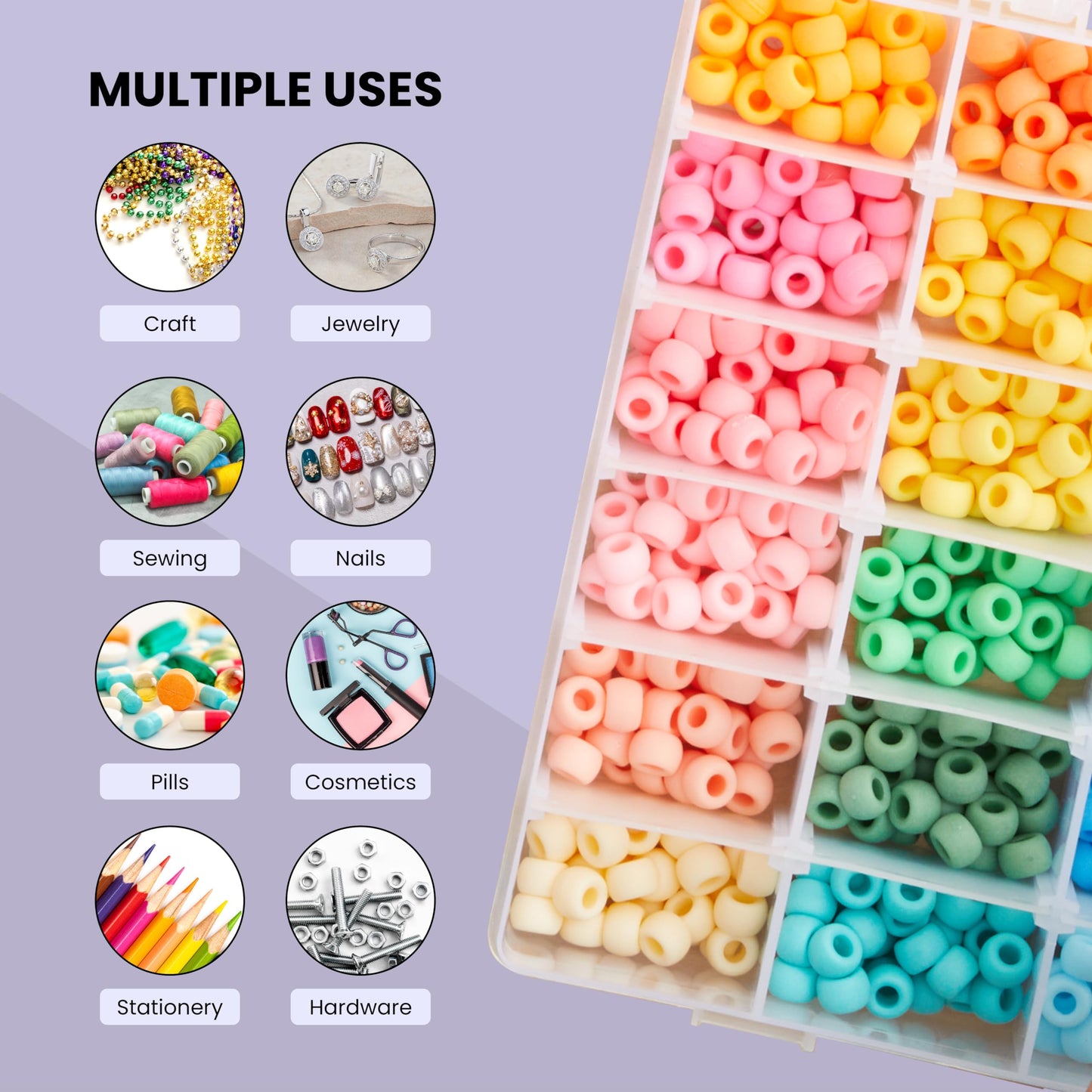 Juvale Jewelry Organizer Box - 3-Pack, 1.7 x 10.75 x 7 In, Clear Plastic - Bead Storage Containers with 36 Compartments & Dividers - Stackable Screw Organizer Box