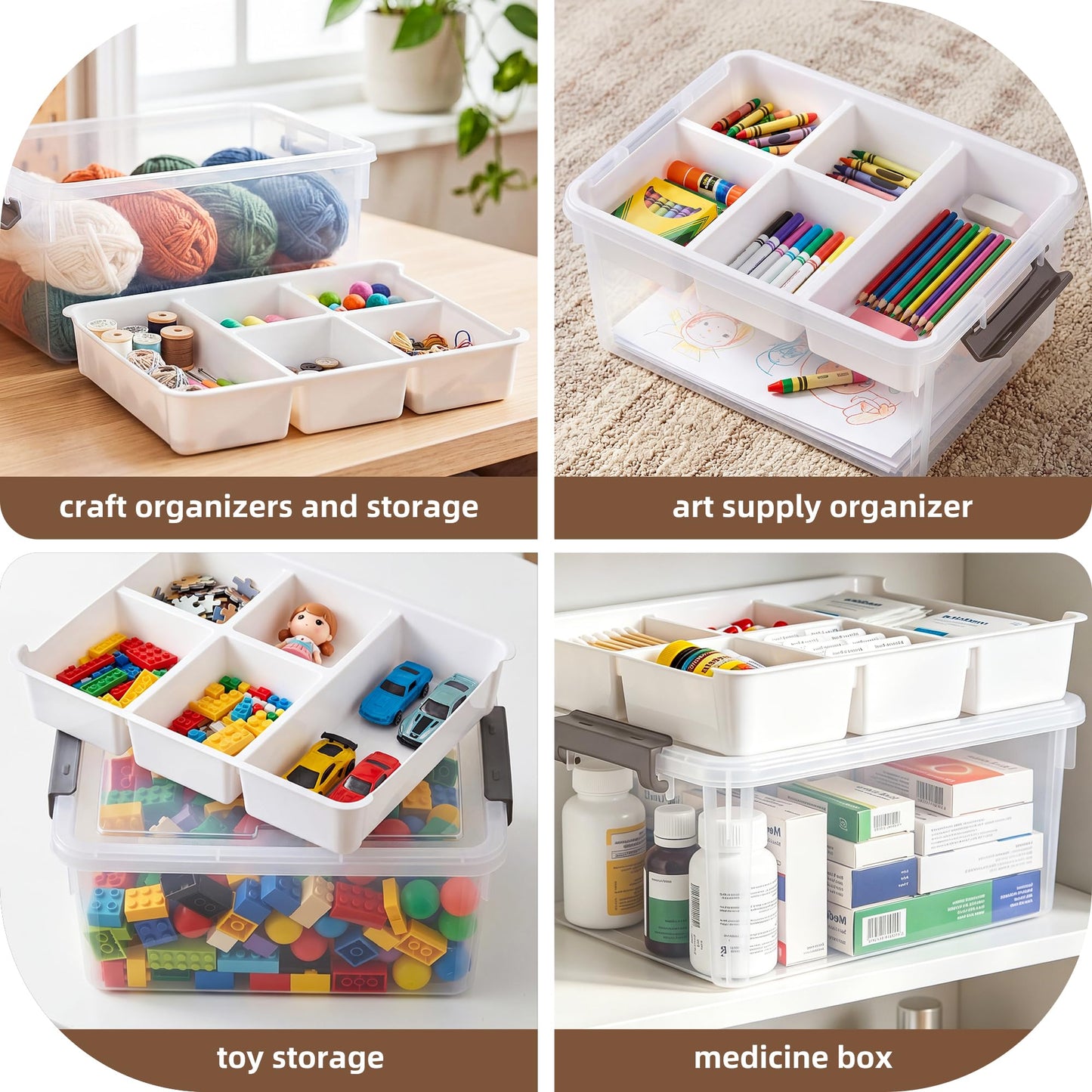 Citylife 17 QT Plastic Storage Box with Removable Tray Craft Organizers and Storage Clear Storage Container for Organizing Bead, Tool, Sewing, Playdoh