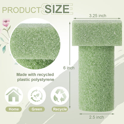 Chunful 4 Pieces Floral Foam Vase Insert 3. 25 x 6 Inch Cemetery Vase Inserts Recycled Floral Foam Cemetery vases for Grave Artificial Flowers Home Florist Headstone Decoration Flower Arrangements