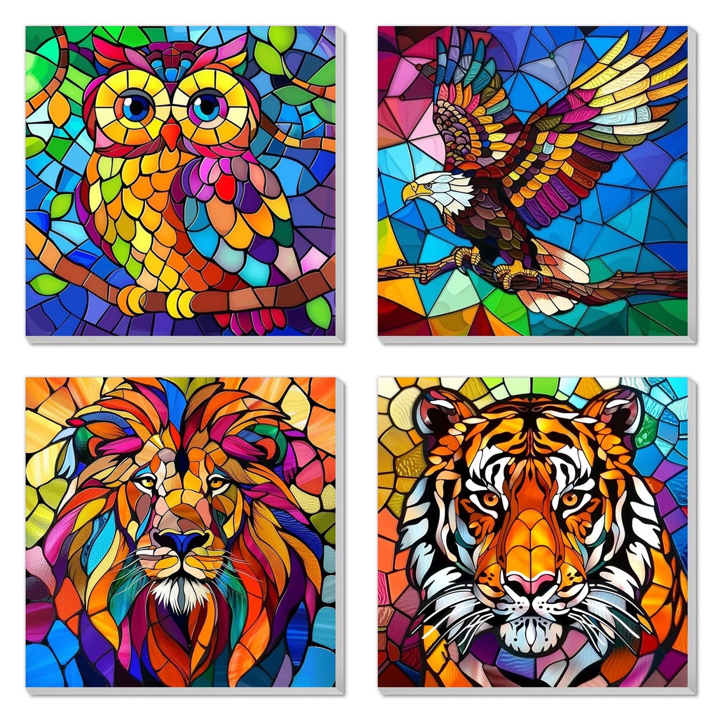4 Pack Paint by Numbers Kit for Kids Easy Kid Paint by Number Kits Ages 8-12 Animal DIY Painting Kits for Kids Age 4-8 Beginner Paint by Number Canvas with Frame Children Color by Numbers Kit 8x8 Inch