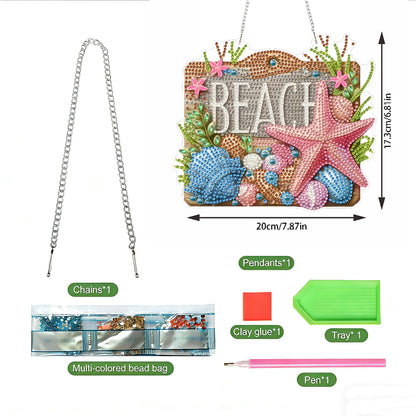 LPDJITO Hanging Diamonds Art kit for Adult,Beach Pendant Diamonds Painting Art Kit, Acrylic Diamonds Painting Board Kit Ornament, Special Crystal Diamond Hanging Ornament