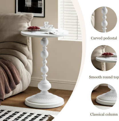21" Side Table - Small Round Metal Accent Table for Living Room, Bedroom, Office - Modern Matte Black Pedestal Coffee