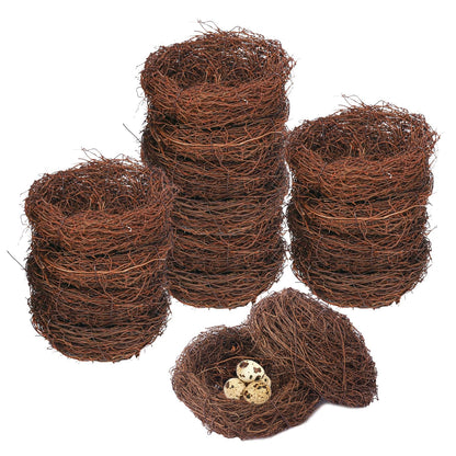 Geytetqi 16 PCS 7 Inch Artificial Bird Nest for Crafts, Handicraft Rattan Bird's nest, Small Bird Nest, Bird's Nest Decorating Kit for Holiday, Table, Garden, DIY Terrarium Decor