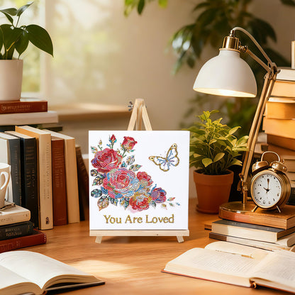 Ludeanetti 8"x8"Framed Diamond Painting Art kit for Adults with Stand 5D Special Shaped Drills Desktop Ornament Gift for Her,Mothers Day Gift