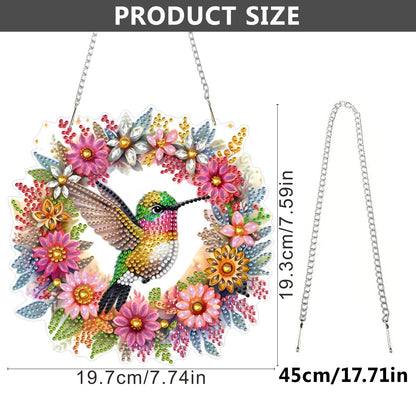 ZeeLionArt Hummingbird Hanging Diamond Art Kits for Adults Pendant Suncatcher, Special Shaped Crystal DIY Pearl Diamond Painting Kits for Adults, Spring Summer Window Wreath Decor 7.6x7.7 Inch