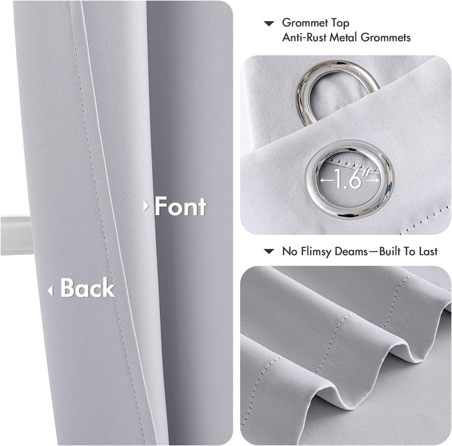 MIULEE Blackout Curtains - Thermal Insulated Room Darkening Drapes | 84 Inch, Greyish White, 2 Panels