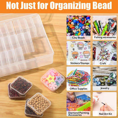124 Pack Bead Organizer Box (4 Large Boxes and 120 Small Boxes), Jewelry Organizers and Storage with 256 Stickers, Suitable for Home and Office Storage of Handicrafts