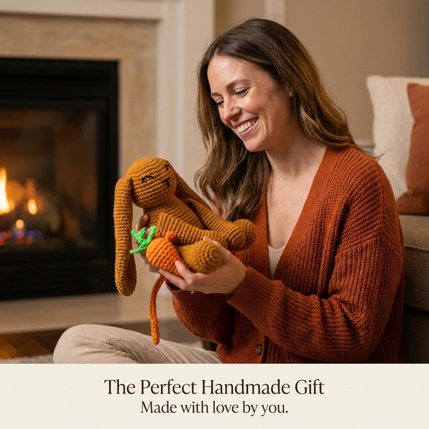 Berstuk Level 3 Intermediate Crochet Kit for Adults – Amigurumi Bunny Crochet Kit with Video Tutorials – Complete Crochet Animal Kit with Tools & Stuffing – Learn to Crochet Stuffed Animals