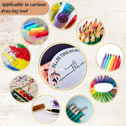 Baychendoo 9Pcs Welcome Stencils Set, 12" Round Spring Flower Designs, Reusable Templates for Door Hangers, DIY Crafts Wood Signs Painting Stencils for Home Decor