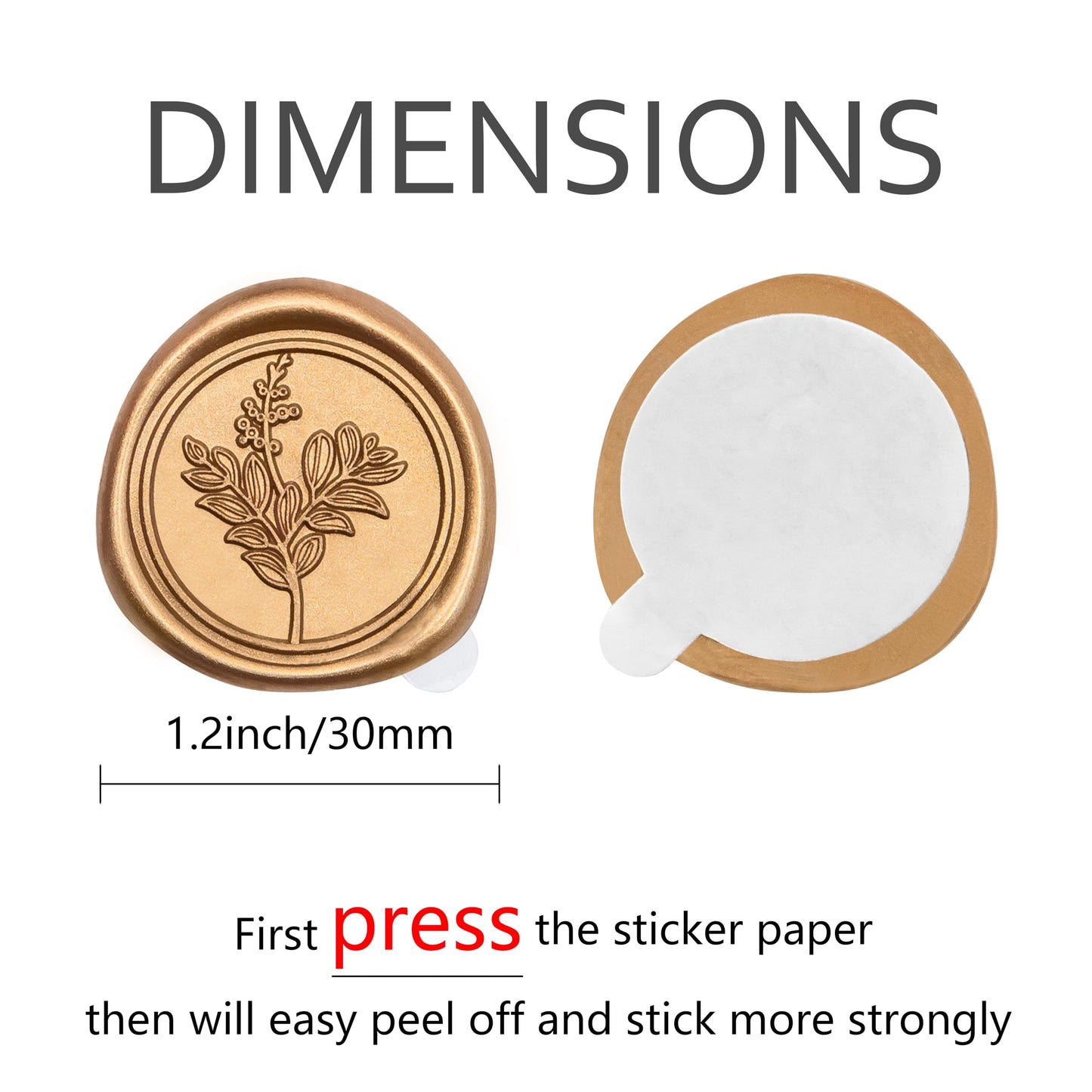 Uwilowe 60 Pcs Gold Wax Seal Stickers, Stamp Seal Envelope Stickers - Perfect for Wedding Invitation, Gift Box Craft Wrapping, Christmas Cards Decor