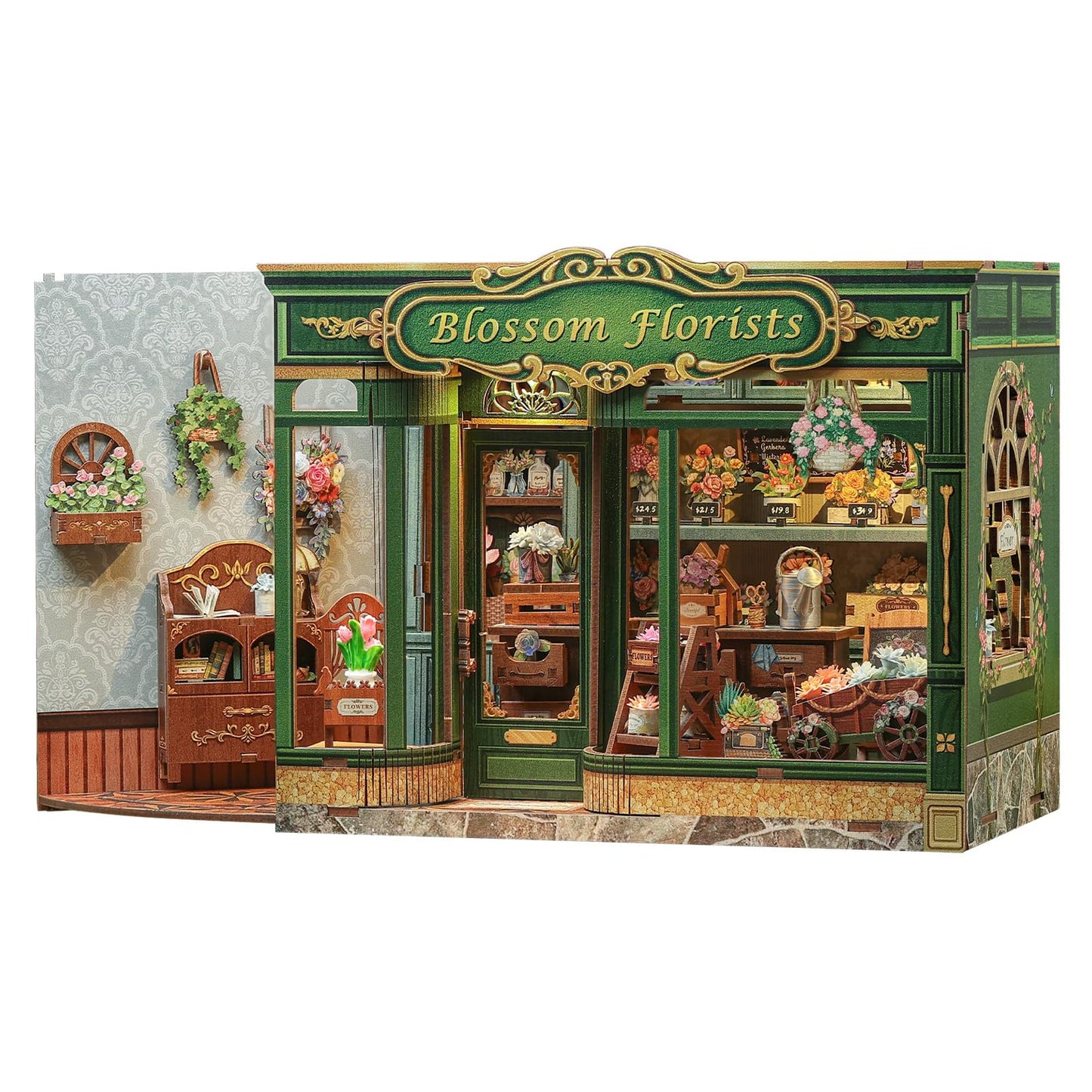 CUTEBEE Book Nook Kit, DIY Miniature House Kits for Adult and Teens, Dollhouse Booknook Tiny House, Bookshelf 3D Wooden Puzzle, DIY Craft Gifts for Family and Friends (Blossom Florists)