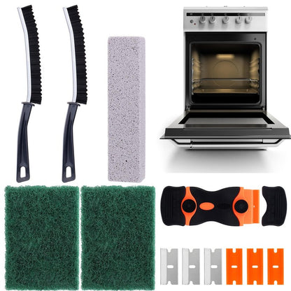 Palksky Heavy Duty Oven Cleaner Tools, Oven Cleaning Accessories, Oven Cleaning Kit with Crevice Cleaning Brush, Razor Blade Scraper, Pumice Stone, Cleaning Rags
