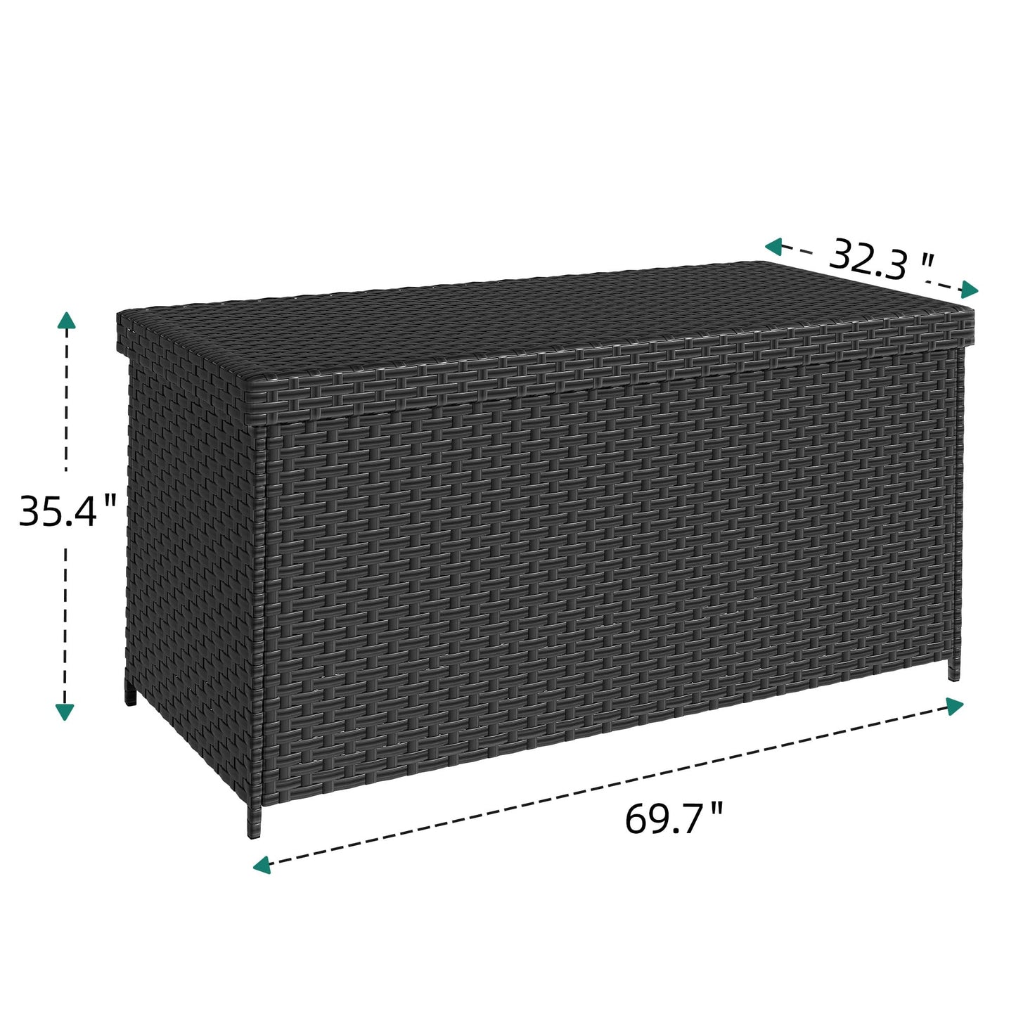DWVO 260Gal XXL Outdoor Storage Box | All-Weather PE Wicker Deck Box with Waterproof Inner Bag & Elevated Feets | Patio, Pool, Garden Tools Container (Black)
