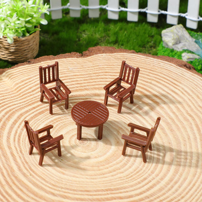 4 Sets Dollhouse Furniture - 1/50 Scale Miniature Dollhouse Table and Chairs Plastic Mini Dining Room Table Chairs for Fairy Garden Doll House Accessories
