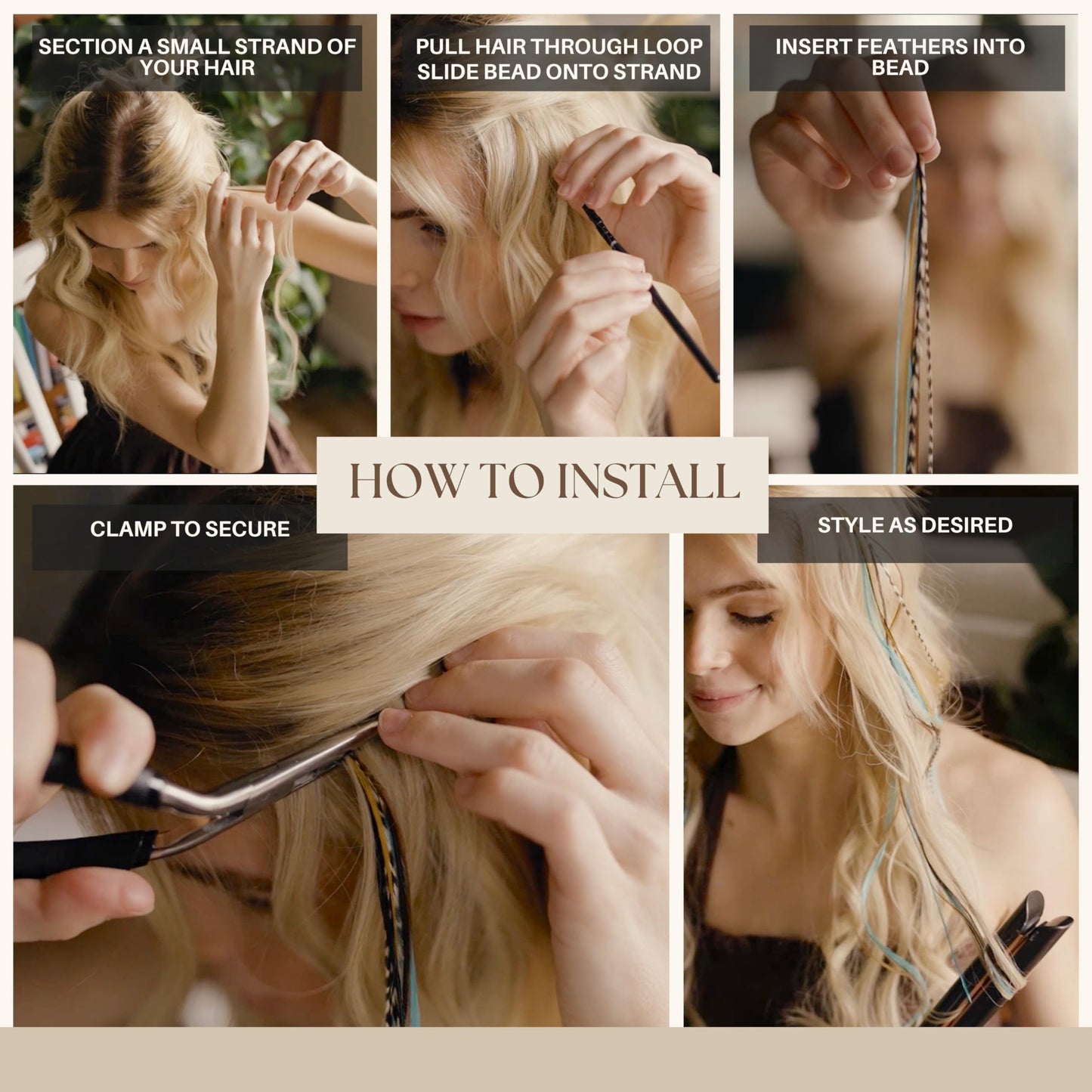 21 Natural Color Hair Extensions – 9”–14” Long – DIY Rooster Kit with 20 Micro-Link Beads – 100% Real Feathers – Eye-Catching Boho Style