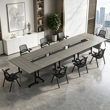 CUFEFi Folding Conference Table,Flip-Top Conference Room Table with Wheels,Waterproof Desktop,Free Combination Arrangement Modular Seminar Training Table for Office Meeting Room (10, Elm, L47.2in)