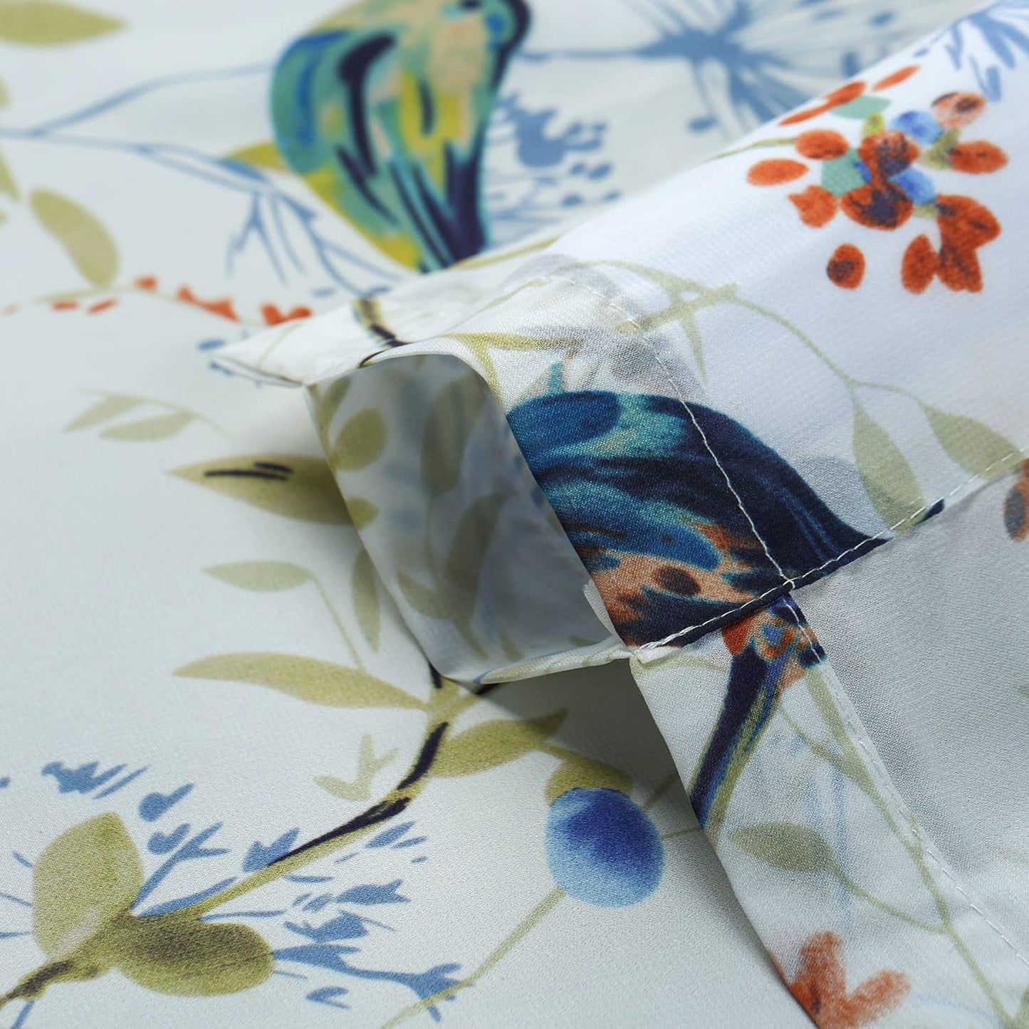 2 52 96 Inches Leeva Birds Pattern Sheer Curtains, Lightweight Rod Pocket Semi Sheer Curtain Drapes Window Decor
