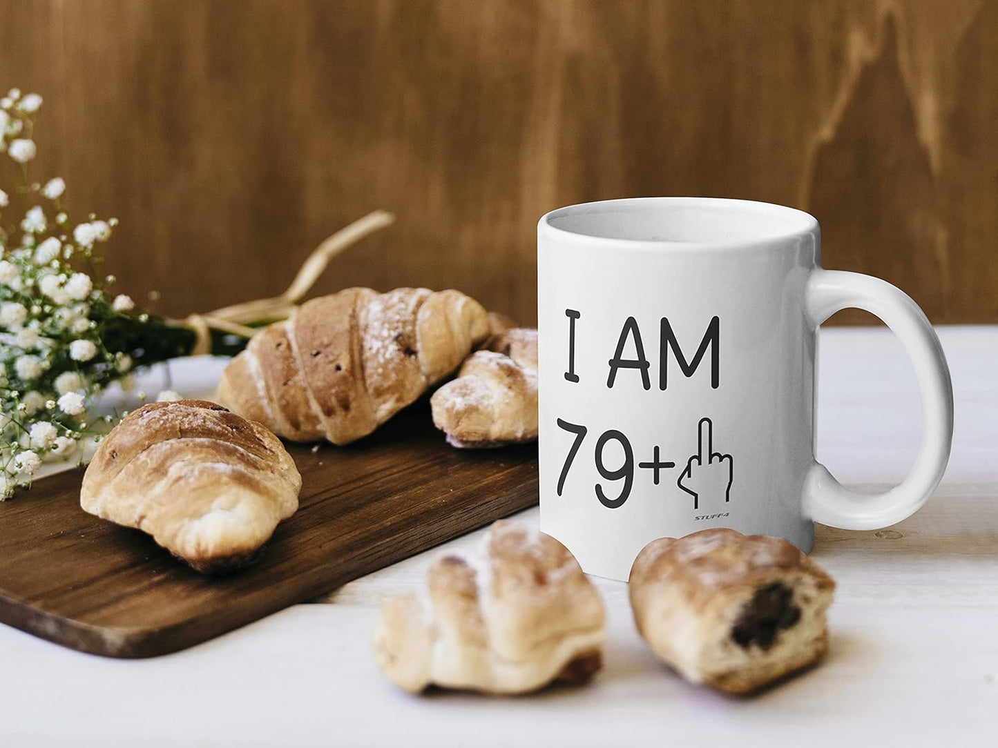 Stuff4 80th Birthday Gifts, Rude Novelty Mug Middle Finger, Funny 11oz Premium Ceramic Coffee Mug for Birthday