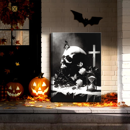 Framed Dark Gothic Canvas Wall Art Set of 3, Creepy Witchy Halloween Wall Decor Paintings, Crow and Skull Goth Aesthetic Posters Prints for Living Room Bedroom Bathroom Home Decor 12x16In