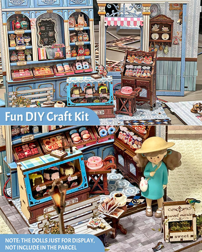 CUTEBEE Book Nook Kit - DIY Miniature House Bakery Patisserie Dollhouse Kit for Adults, Booknook Tiny House Bookshelf Decor 3D Wooden Puzzle, Gifts for Family, Friends (Sweet Marie)