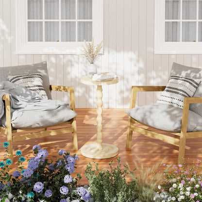 Simple Trending Round Side Table, Small Drink Table, Beside End Table with Pedestal Accent, Coffee Table for Small
