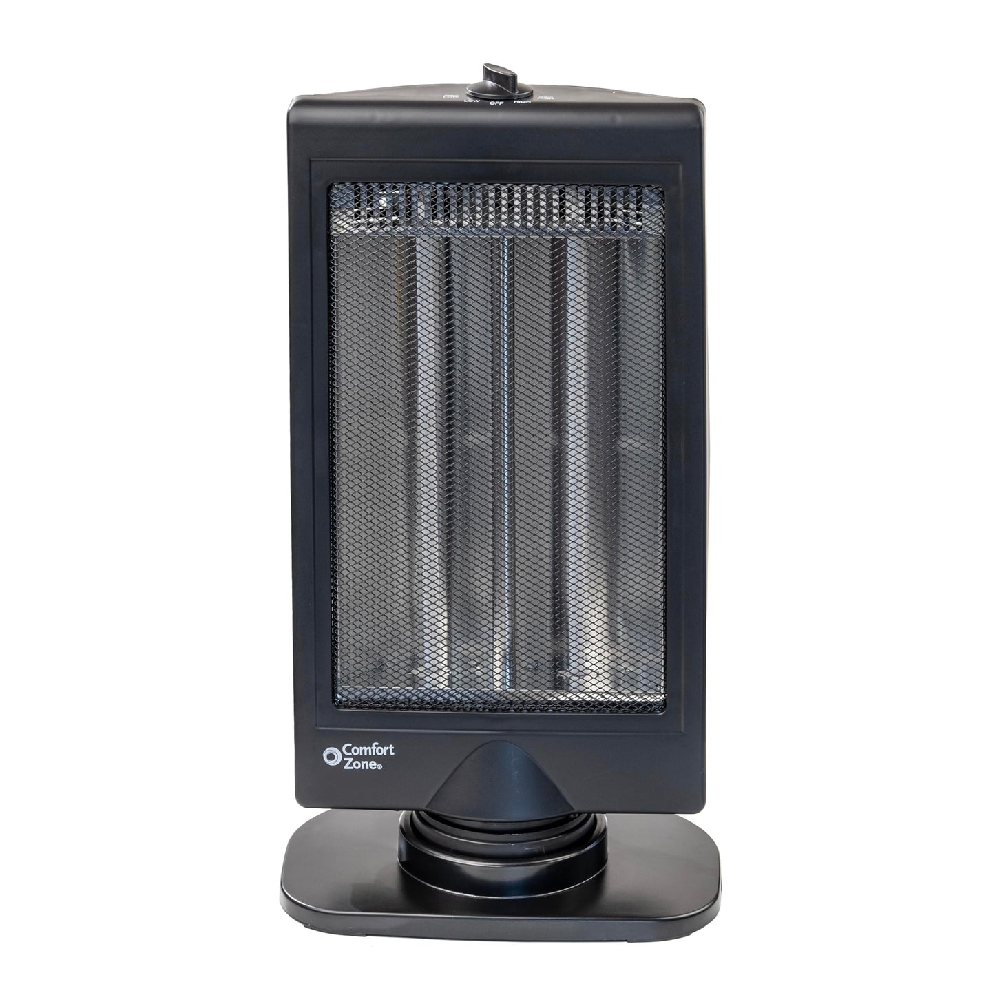Comfort Zone Oscillating Portable Space Heater, Flat Panel, Halogen, Infrared, Electric, Adjustable Tilt, Overheat Sensor, Stay-Cool, & Tip-Over Switch, Ideal for Home, Bedroom, & Office, 800W, CZHTV9