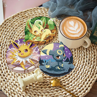 LWZAYS Diamond Painting Coasters Kits, 8 Pack Cartoon Diamond Art Coasters with Holder, Crafts Kits for DIY Coasters, Diamond Art Coasters