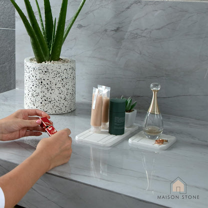 Multipurpose Bathroom Tray with Bonus Vanity Tray, Absorbent Countertop Tray for Perfume, Soap, and Kitchen Use