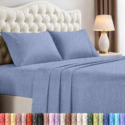 Utopia Bedding California King Size Sheet Set - Soft, Breathable Microfiber, 4-Piece in Heather Navy